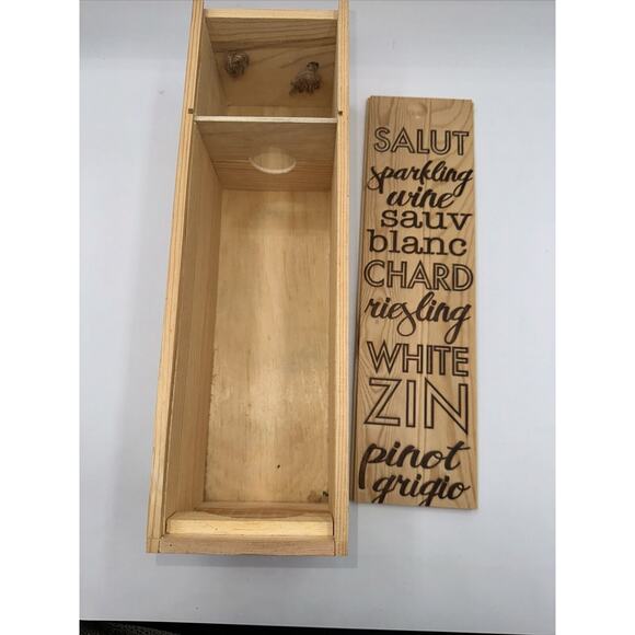 Natural Wooden Wine (White) Crate with Handle with Sliding Cover, 31-09 - Picture 9 of 12